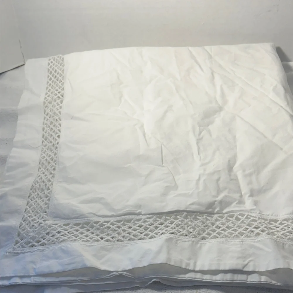 Restoration Hardware White Pillow Sham Cover with Intricate Trim 25 inch